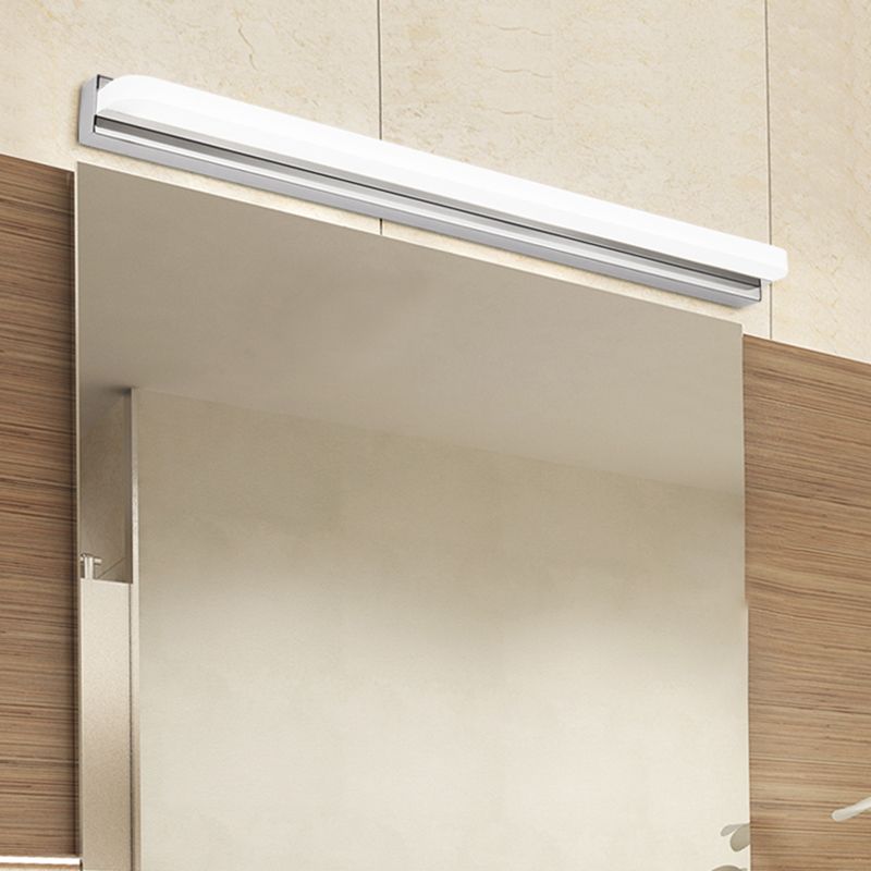 Silver LED Vanity Wall Light Fixtures Modern Mirror Front Light Metal Vanity Lights