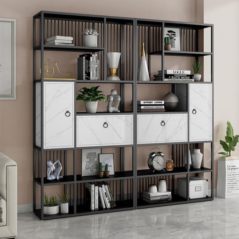 Glam Metal and Wood Shelf Bookcase Vertical Book Shelf for Office