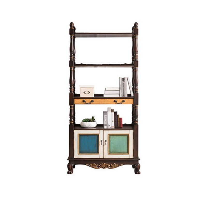 Industrial Rubberwood Chest with Doors Storage Cabinet with Shelves