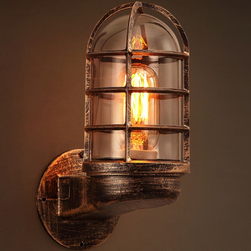 Sconce di luce da parete in metallo ombreggiato in stile industriale americano 1 flioncini leggeri