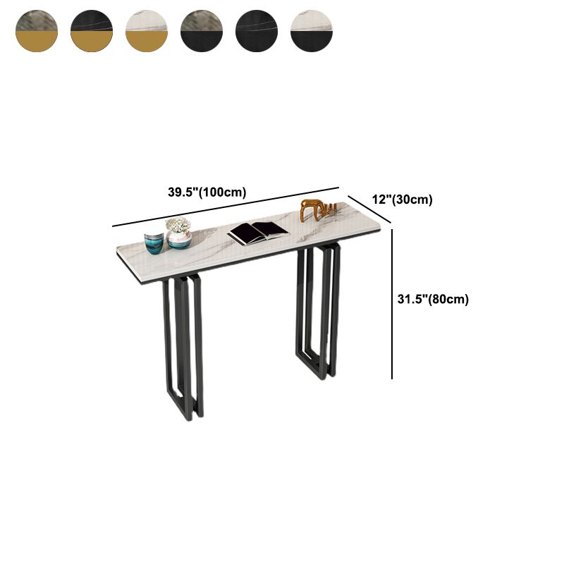 Modern Rectangle Top Accent Table with Iron Base for Hall Console Table