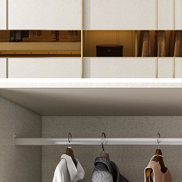 Manufactured Wood White Wardrobe Modern Cabinet with Sliding Doors