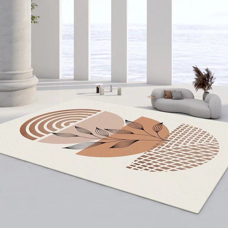 Magnificent Flowers Rug Polyester Yellow Rug Washable Indoor Rug for Drawing Room