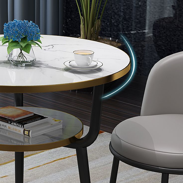 Contemporary MDF Standard Dining Table Round Shape Kitchen Dining Table with 3 Legs Base