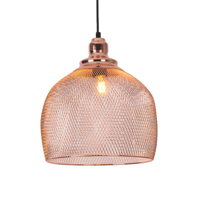 1 Lampenkugel/Kuppel Käfig Anhänger Lampe Industrie Roségold Finish Metall Down Lighting für Esszimmer