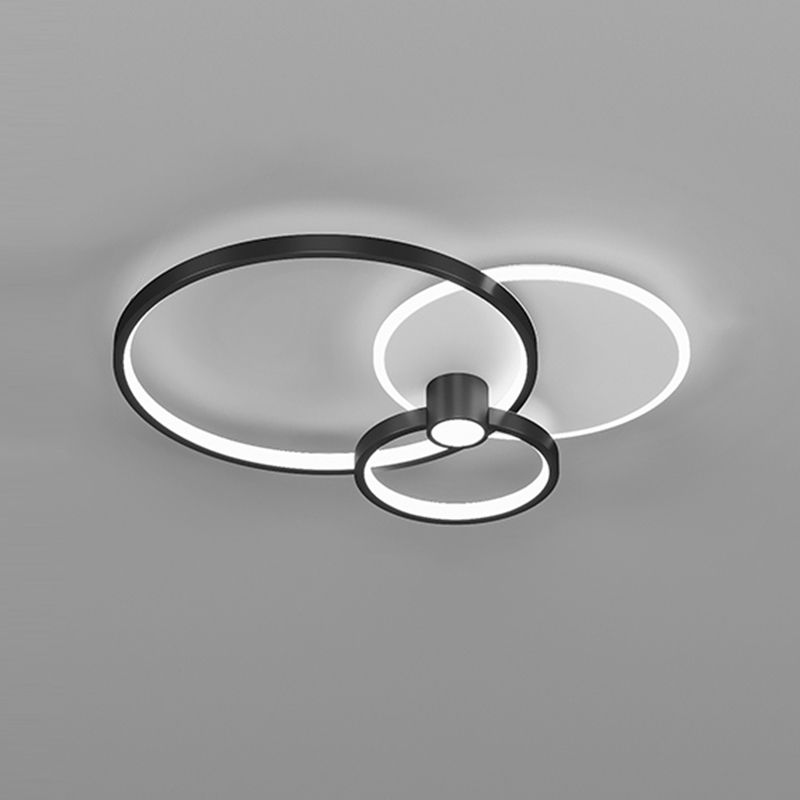 Geometric Shape Metal Flush Mount Light Modern Style 3 Lights Ceiling Mount Light in Black