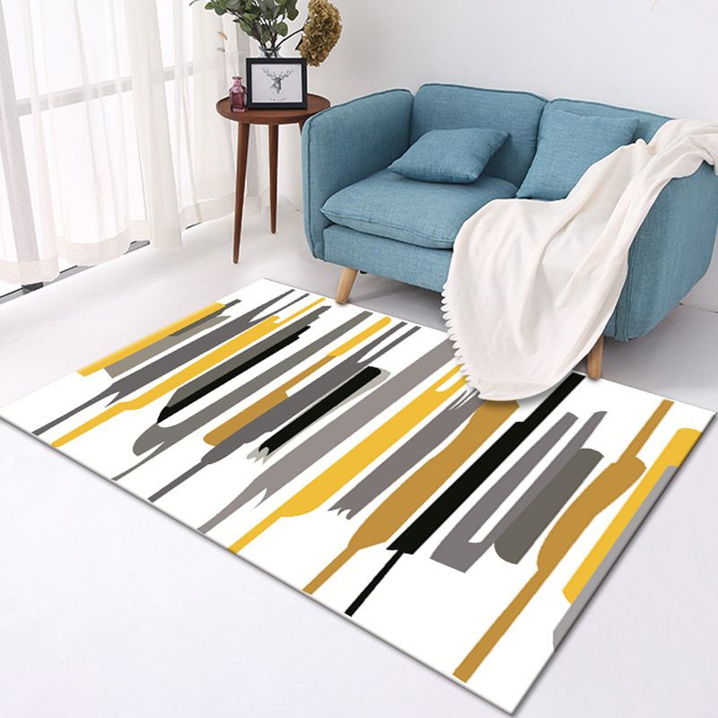 Multi-Color Modern Area Rug Polyester Geometrical Pattern Carpet Washable Stain Resistant Non-Slip Rug for Great Room