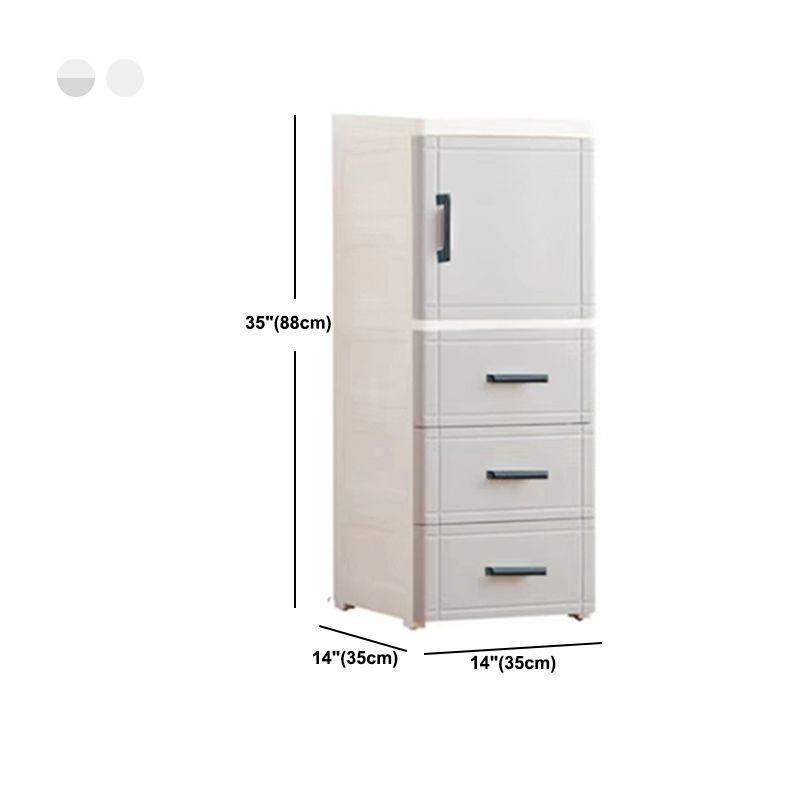 White and Grey Plastic Nightstand 13.78" D Modern 1-Door Nightstand