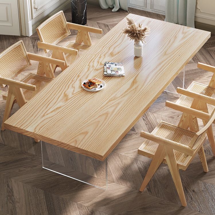 Solid Wood Top Dinner Table Modern Natural Acrylic Tripod Dining Table