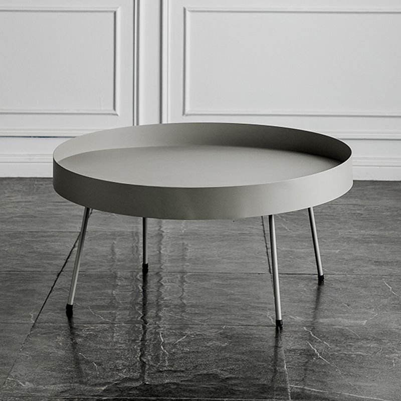 Metal Round Coffee Table Mid-Century Modern 4 Legs Cocktail Table