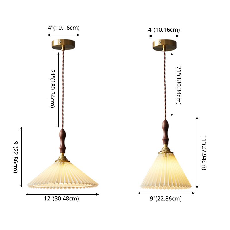 Cone Hanging Light Fixture Modern 1-Light Suspension Lamp with Fabric Shade for Restaurant