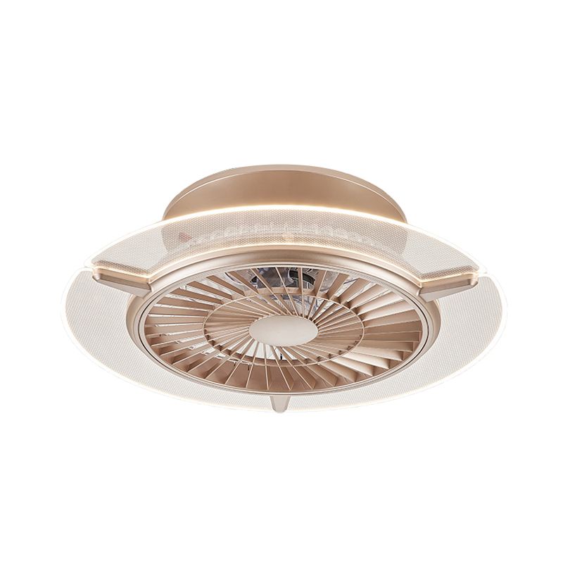 Gold/Silber -LED -Deckenlüfter Beleuchtung Modernismus Metall Rund/Sechseck Semi Flushmount für Wohnzimmer, 23,5 "breit