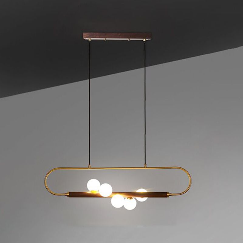 Luces de isla esféricas de estilo creativo moderno luces colgantes de madera