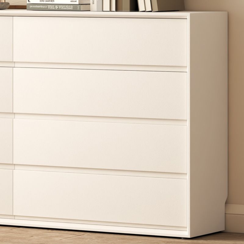 Contemporary Horizontal Double Dresser White Wood Storage Dresser with Drawers for Home