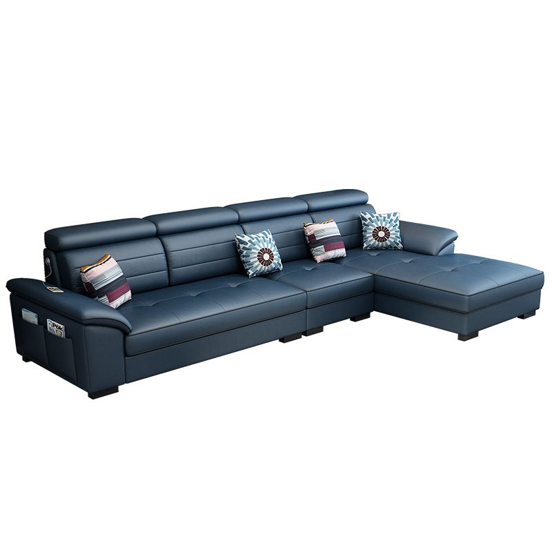 Contemporary Linen and Faux Leather L-Shape Furniture Sectionals