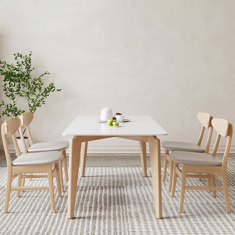 Contemporary Dining Set 1/5 Pcs Solid Wood Frame Dining Table and Chairs