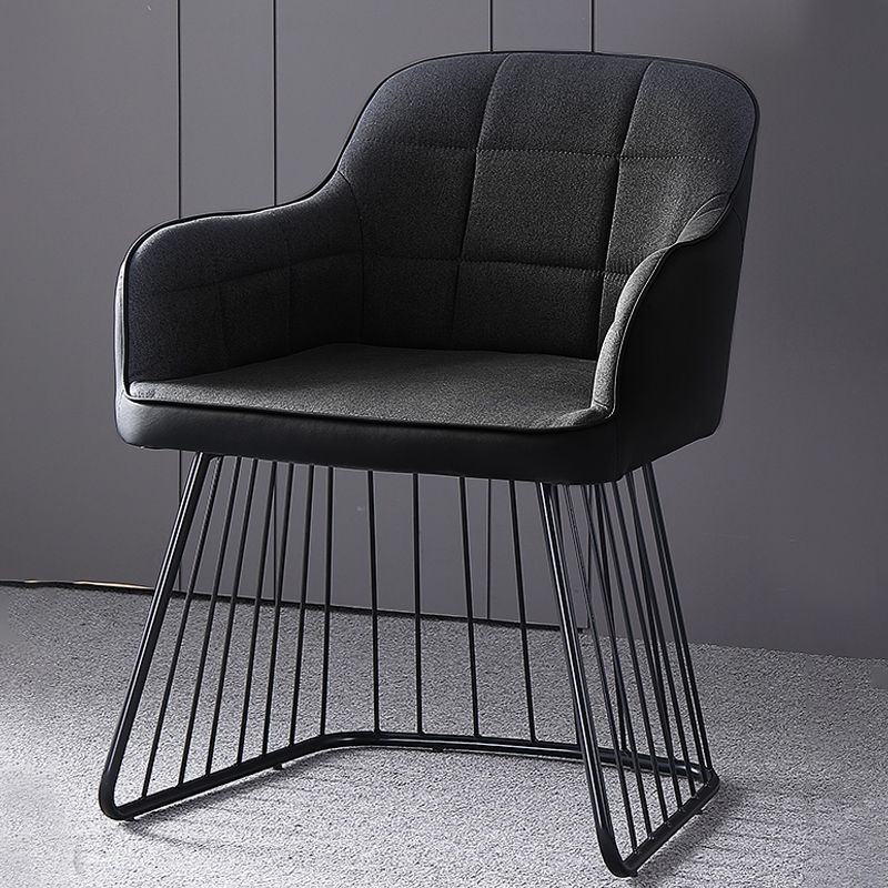 Industrial Metal Base Dining Chair Upholstered Dining Arm Chair