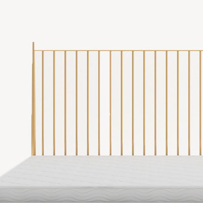 Metal Glam Slat Bed Solid Color Bed Frame with Spindle Headboard