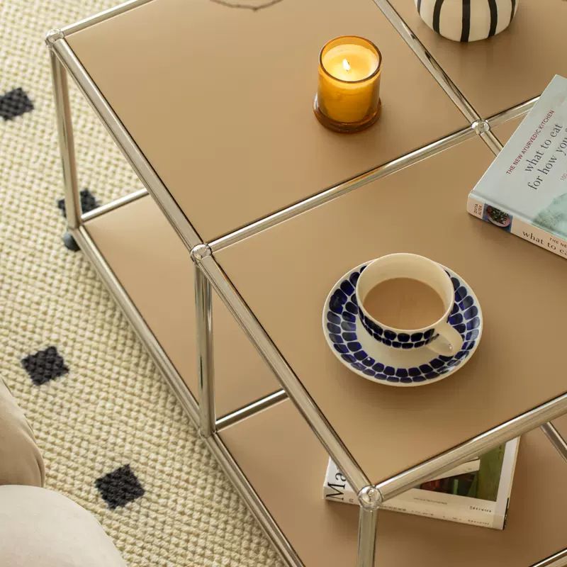 15.75" Tall Mid-century Style Coffee Cocktail Table Metal Coffee Table