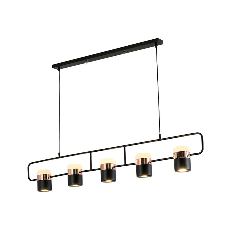 Cylinder Island Lighting Contemporary Metal Island Chandelier Lights for Kitchen