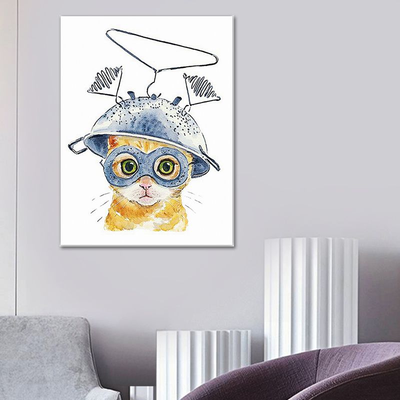 Textured Pet Painting Wall Decoration Canvas Cartoon Wall Art for Kids Bedroom