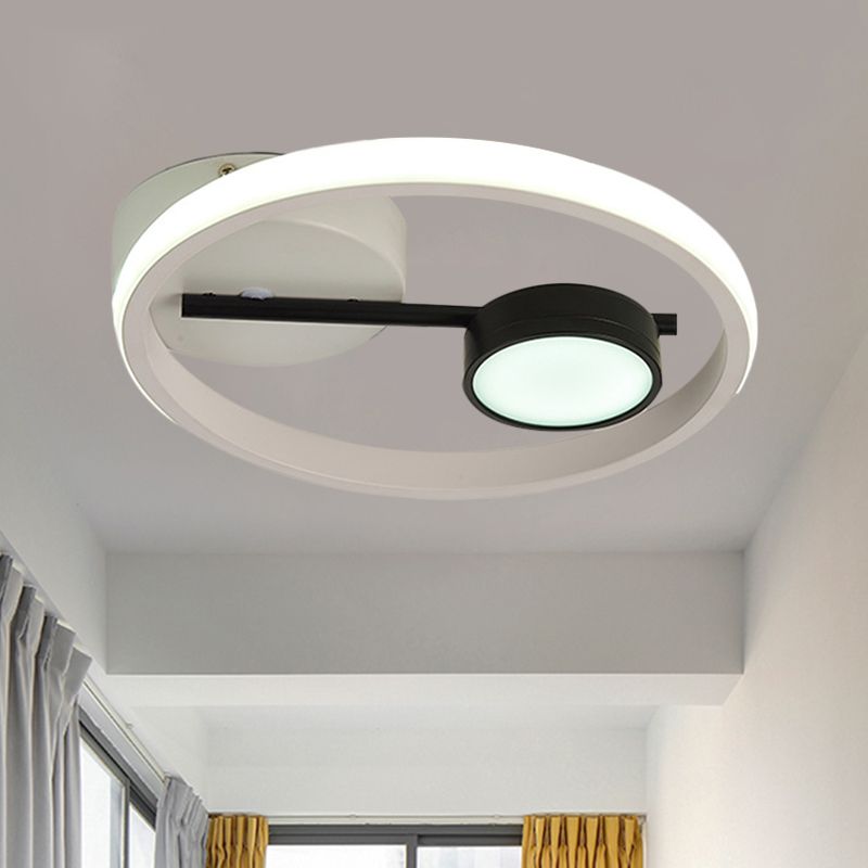 Round Ceiling Mounted Contemporary Metal Black and White/Black and Gold LED Flush Light, Warm/White Light