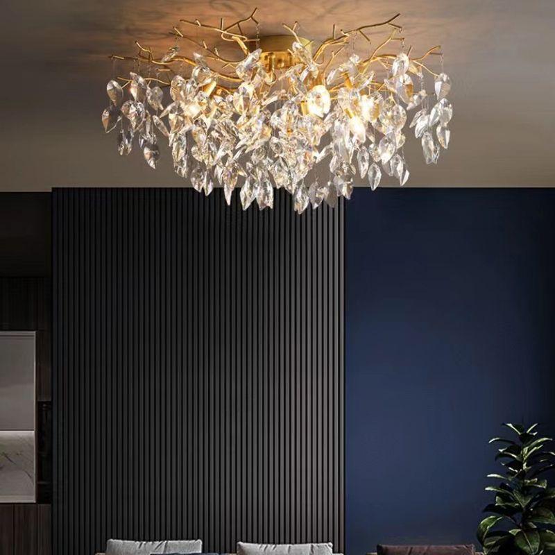 Modern Simple Crystal Ceiling Light Geometry Shape Ceiling Lamp for Bedroom