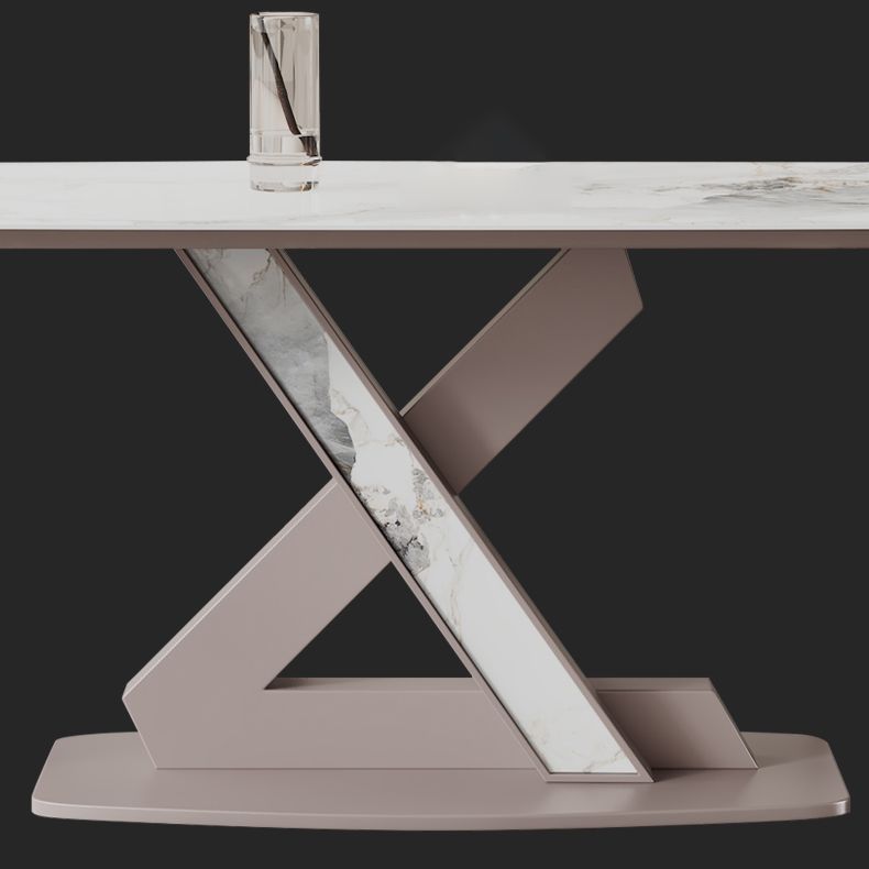 Sintered Stone Fixed Kitchen Table Luxury Rectangle Home Table