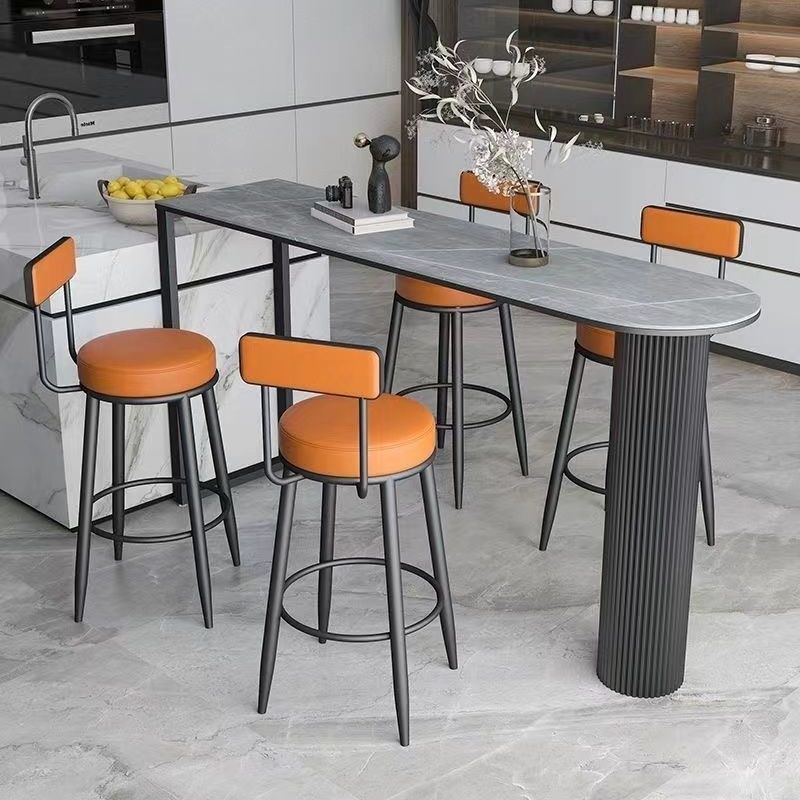 Nordic Simple Bar Table Stone Top Free Form Top Bistro Table for Restaurant