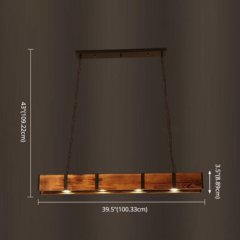 Linear Wood Island Lighting Industrial Loft Vintage Ceiling Lights for Bar