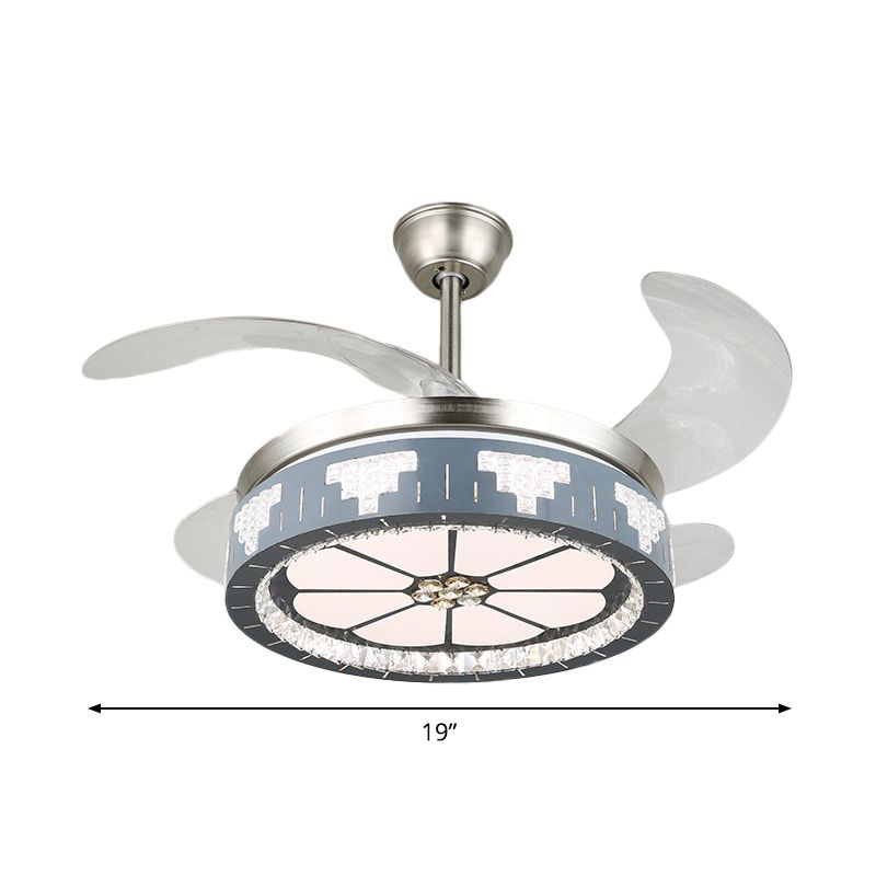 Crystal Crystal Crystal Round Pendant Light Modernity Modernity LED Silver Semi Mount Éclairage, 19 "de large
