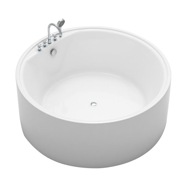 Acrylic Round Bath Tub Whirlpool Freestanding Bathtub with Tub Filler and Trim Kit
