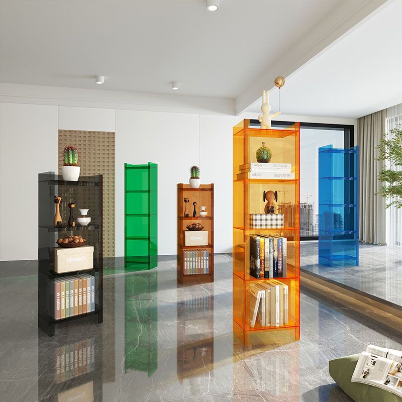 Glam Acrylic Vertical Standard Bookshelf Closed Back Bookshelf for Living Room