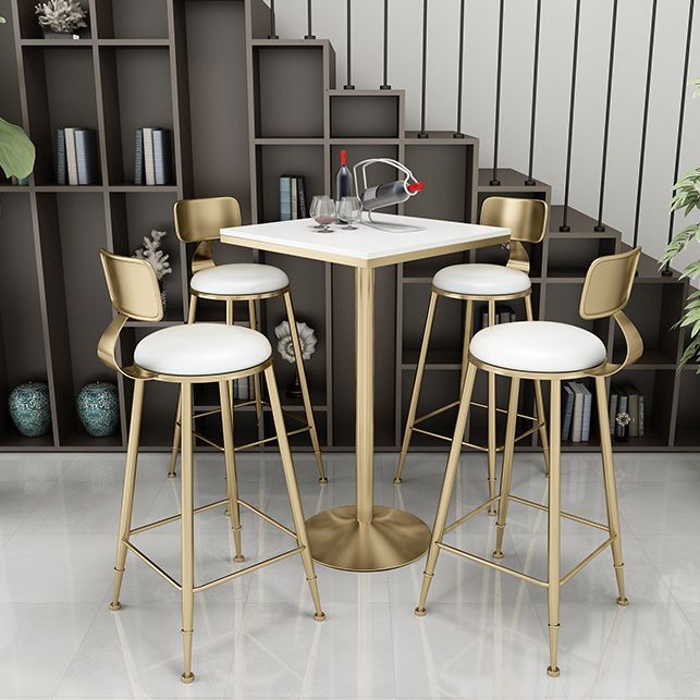 Glam Style Gold Iron Bar Table 19.6 "W Top bistro en marbre supérieur avec piédestal avec piédestal