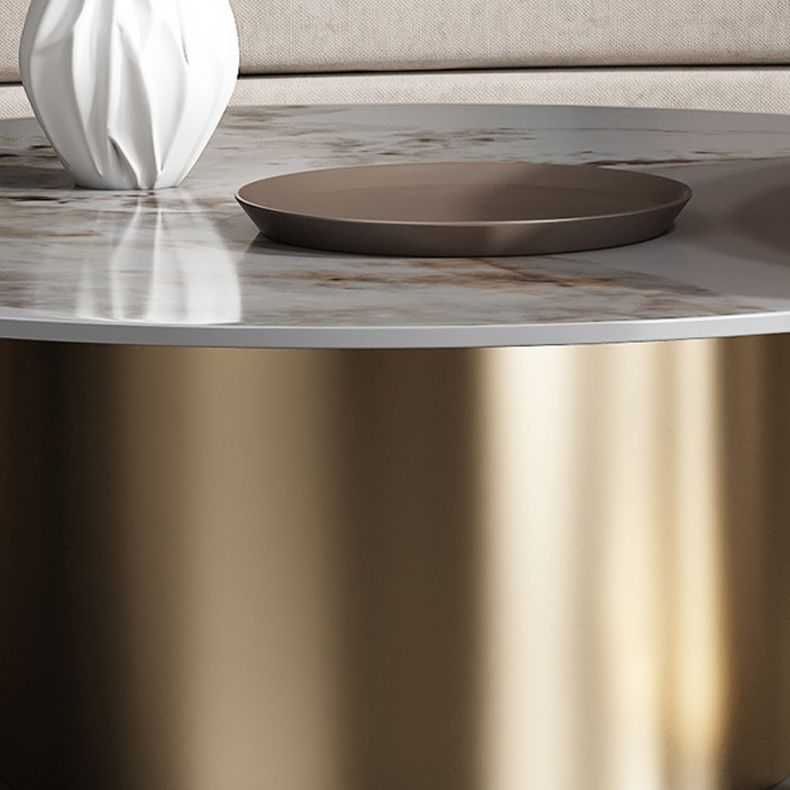 Luxurious Round Stone Coffee Table Set Pedestal Dia 31.5" Cocktail Table