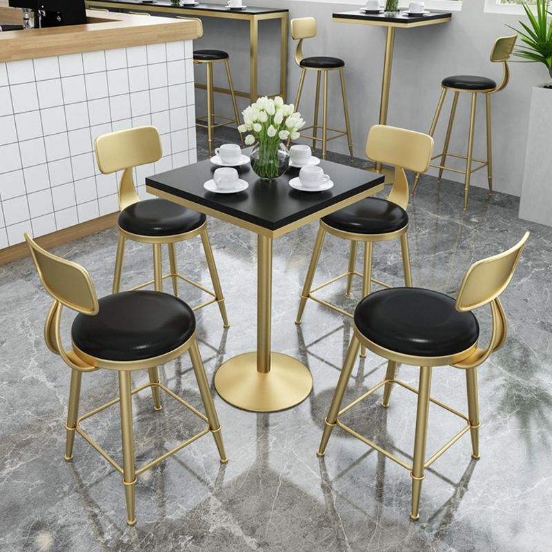 Glam Pub Table Pedestal Faux Marble Bar Table for Indoor and Breakroom