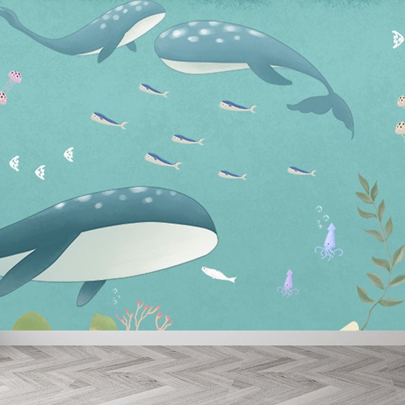 Kid's Style Great Whale Mural Decal Light Color Waterproofing Wall Decor for Childrens Room