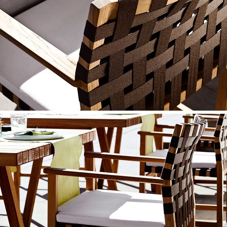 Modern 1/6 Pieces Rectangular Dining Set Solid Wood Dining Table Set for Outdoor