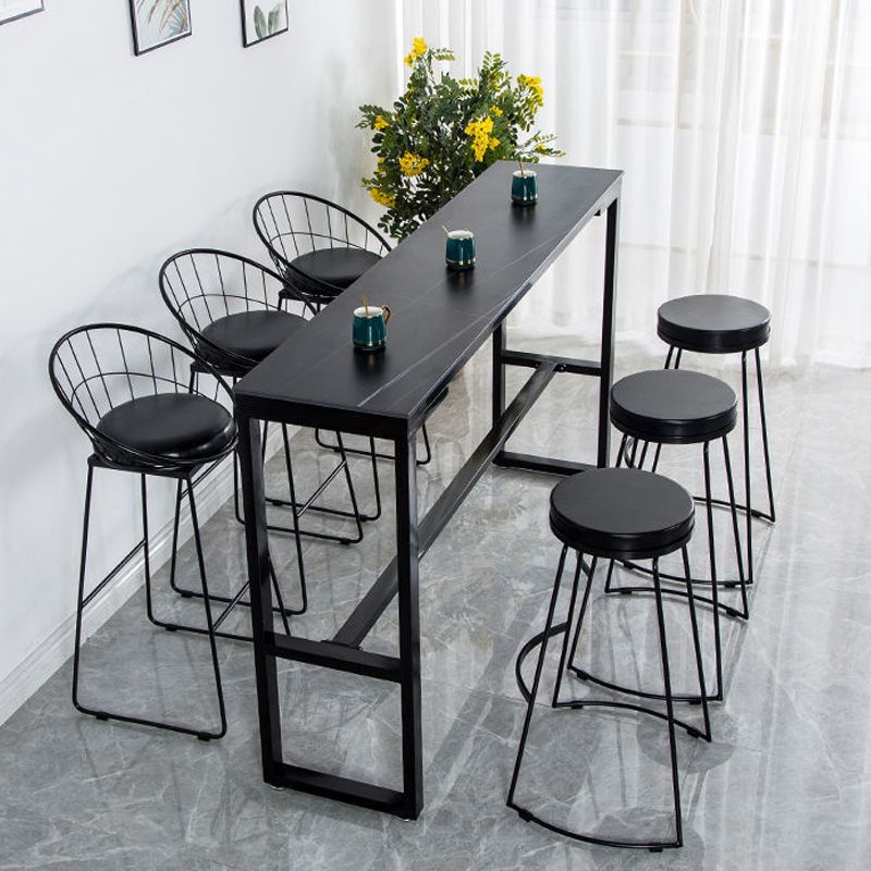 Faux Marble Counter Dining Table Contemporary Metal Base Counter Wine Table