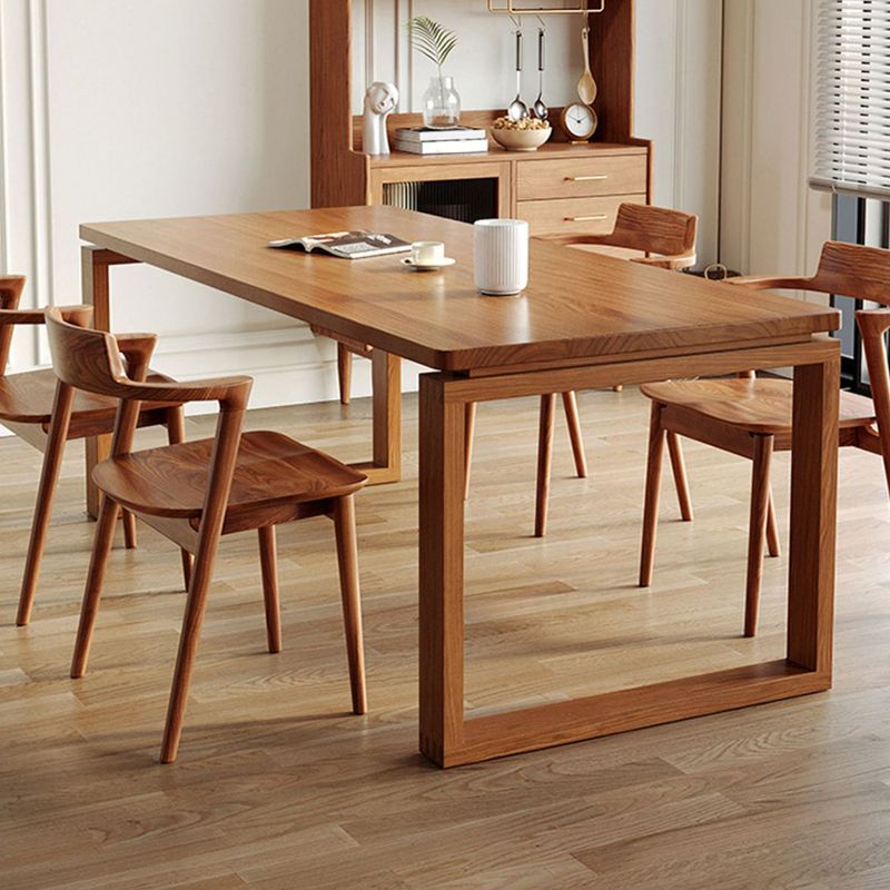 Modern Dining Table with Sled Base Rectangle Pine Solid Wood Table