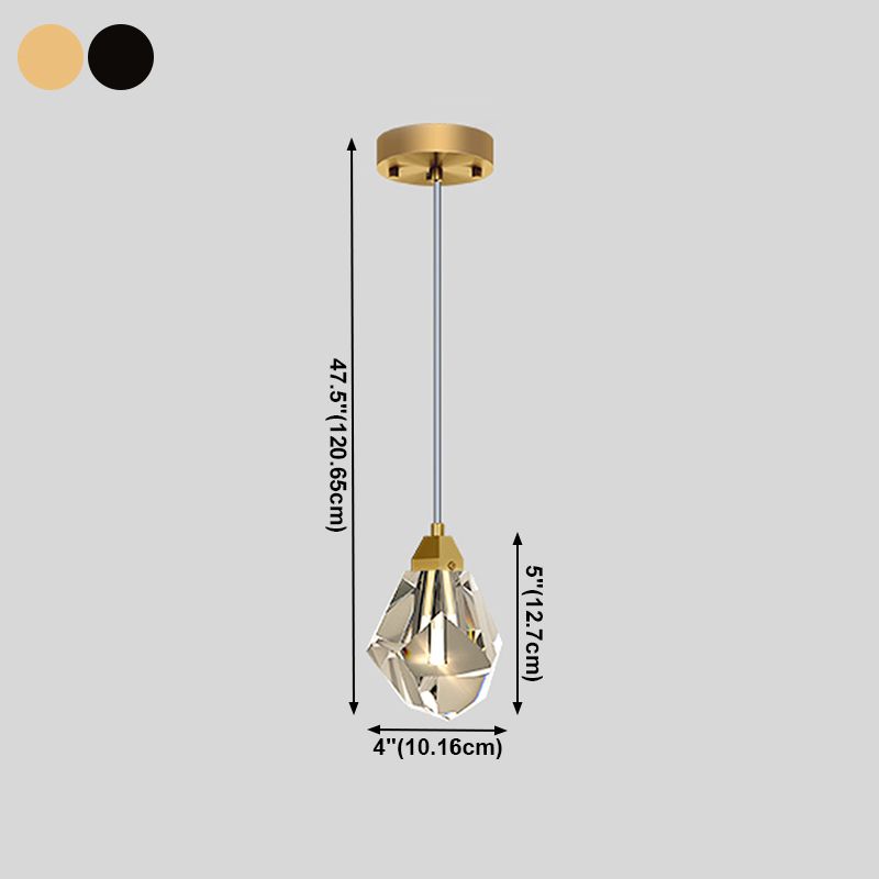 Crystal Unique Shape Hanging Light Modern Style 1 Head Hanging Mount Fixture for Bedroom