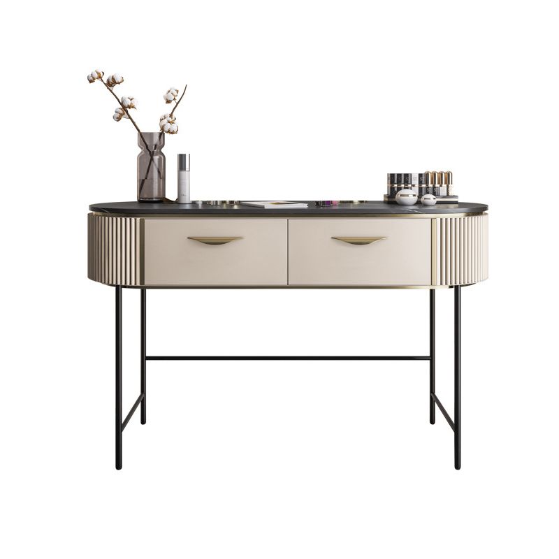 Vanity Set with 2 Storage Drawers 17.71" Wide Dresser with Mirror and Padded Stool