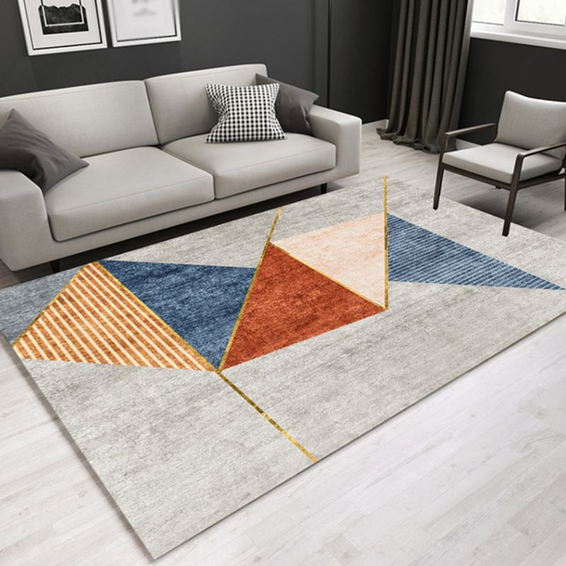 Casual Contemporary Rug Multicolor Geometric and Striped Pattern Rug Washable Pet Friendly Non-Slip Carpet for Living Room