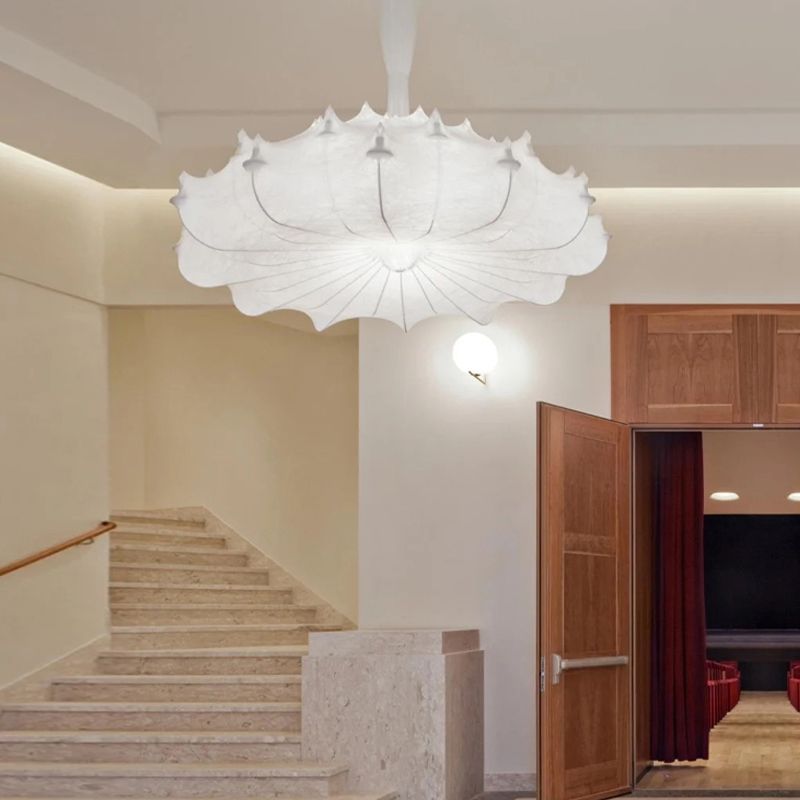 White Unique Hanging Lamp Fixtures in Modern Style 1-Light Silk Suspension Pendant