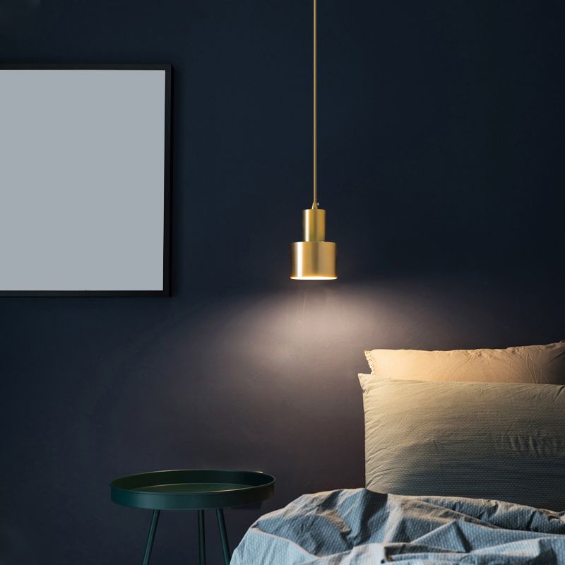 Minimalist Pendant Lighting Fixture Cylinder Hanging Ceiling Light with Metal Shade