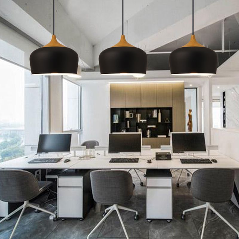 Bowl Shape Hanging Lighting Modern Macaron Style Metal 1-Light Pendant Lamp for Restaurant