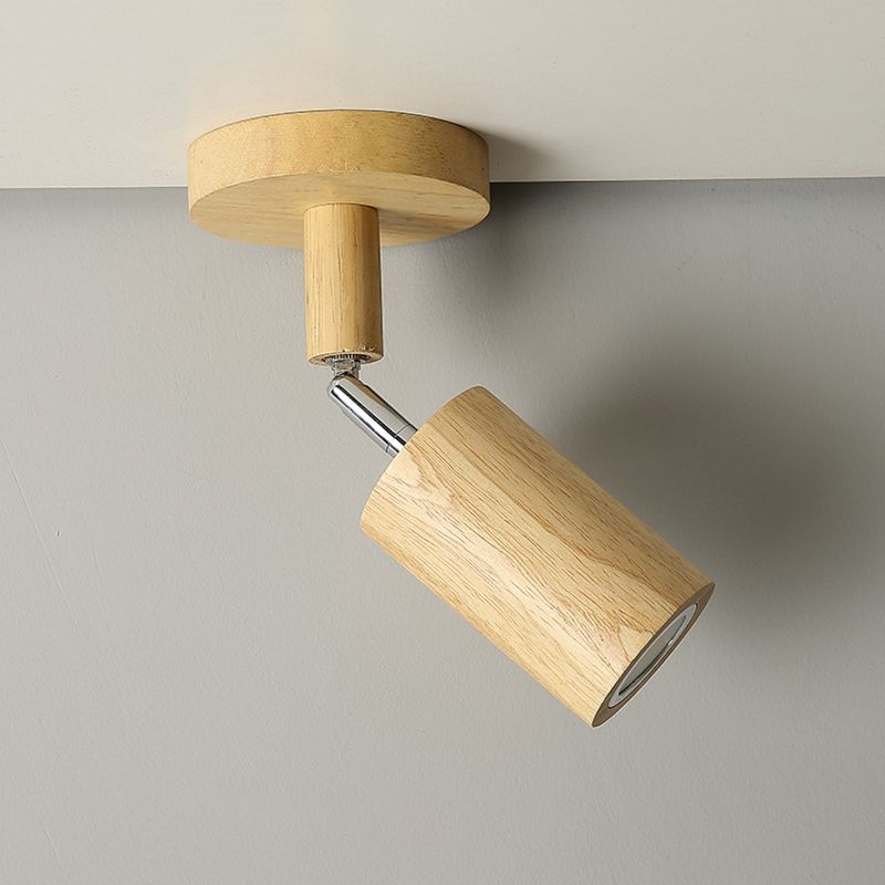 Adjustable Cylinder Semi Flush Wood LED Modernism Cylinder Flush Ceiling