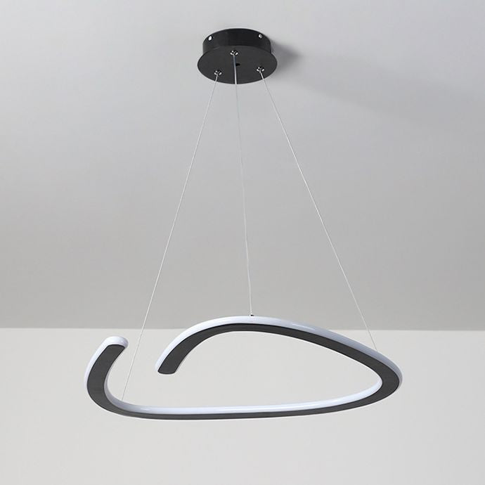 Metal Shaded Chandelier Lighting Fixture Modern LED Suspended Lighting Fixture in Black