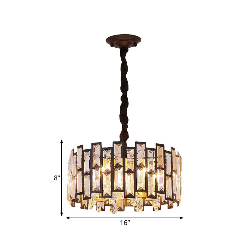 6/5 lichten kristal-ingelatte plafond kroonluchter moderne goud rond slaapkamer hangende lamp, 19,5 "/16" breed