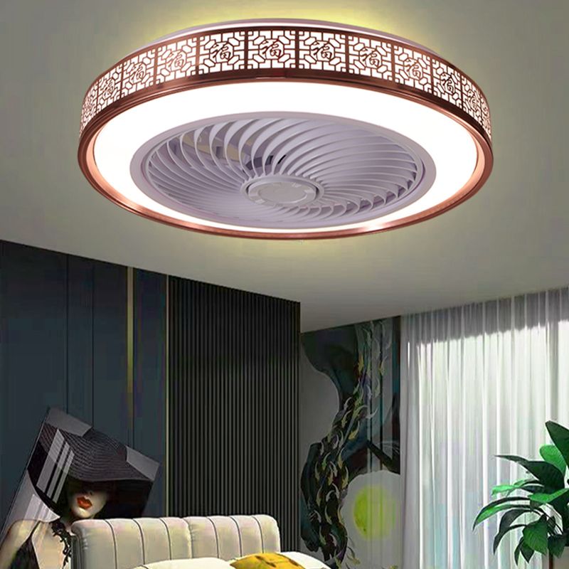 Drum Metallic LED Affermazione del ventilatore a soffitto Funzione semi -filo moderna Light per sala da pranzo